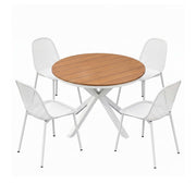 Gardeon 5PCS Outdoor Dining Set Table and Chairs Patio Garden Furniture Lattice FF-DIN-PP210-5SET-WH
