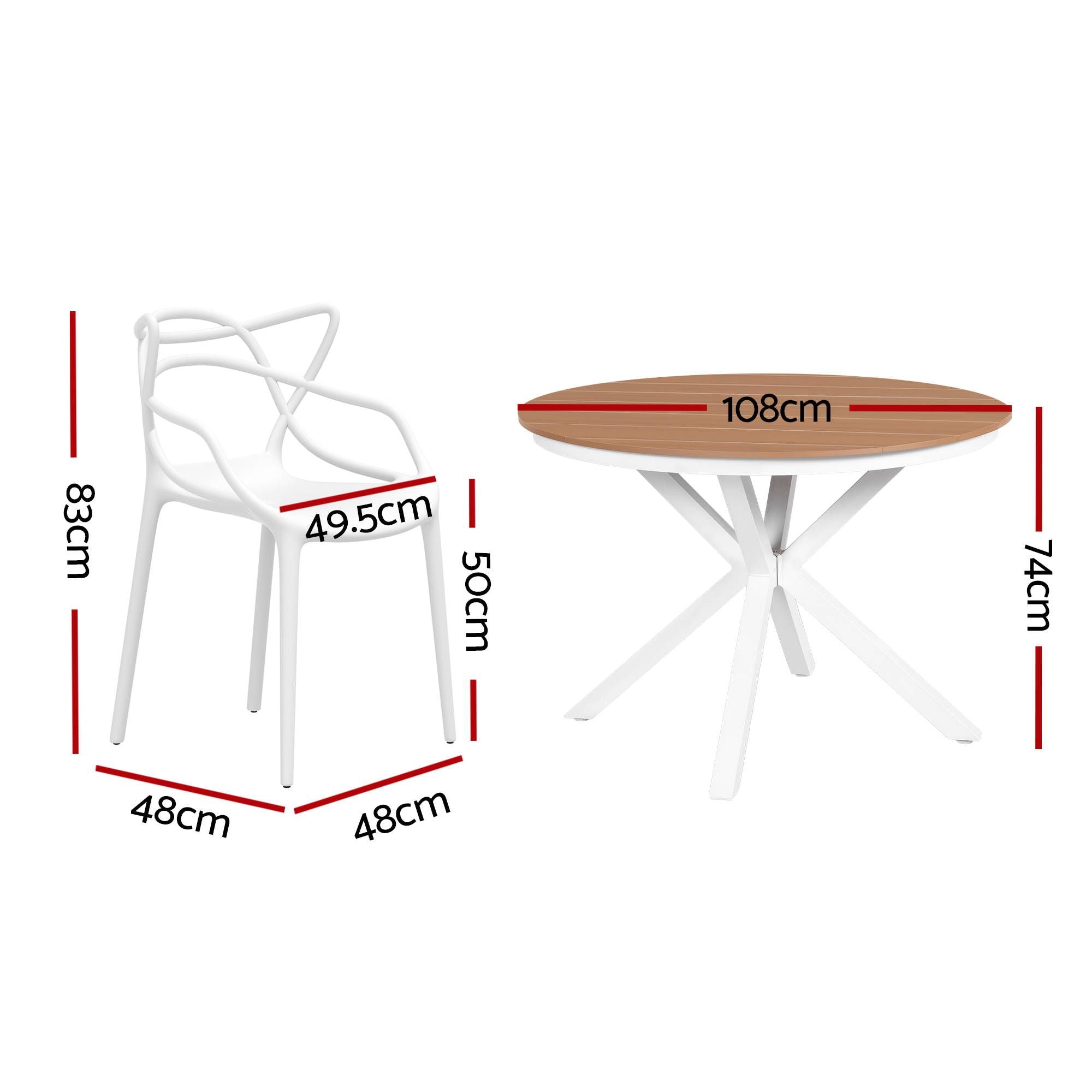Gardeon 5PCS Outdoor Dining Set Table and Chairs Patio Garden Furniture Entwine FF-DIN-PP601-5SET-WH