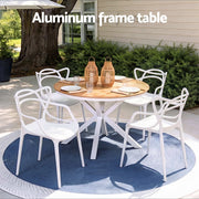 Gardeon 5PCS Outdoor Dining Set Table and Chairs Patio Garden Furniture Entwine FF-DIN-PP601-5SET-WH