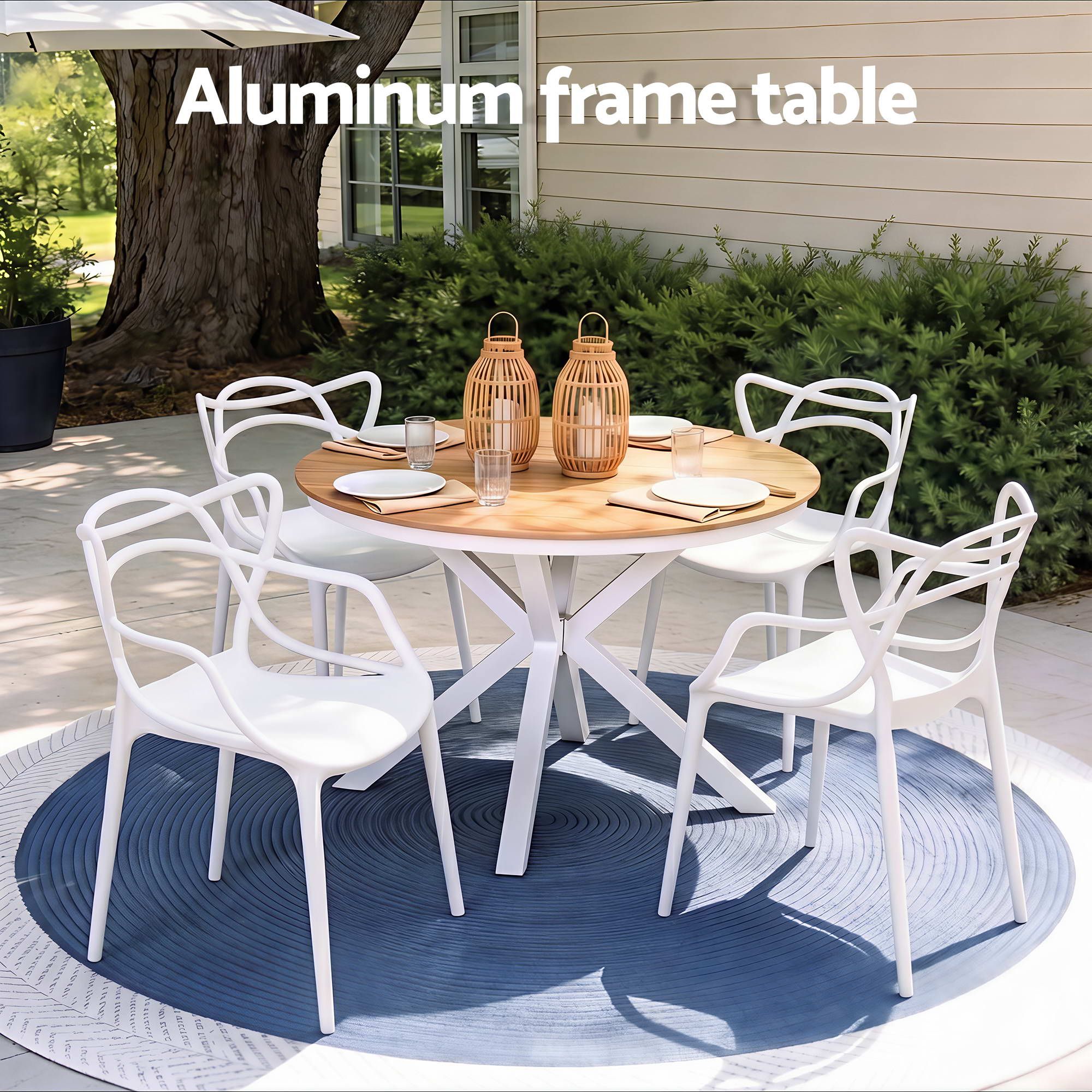 Gardeon 5PCS Outdoor Dining Set Table and Chairs Patio Garden Furniture Entwine FF-DIN-PP601-5SET-WH