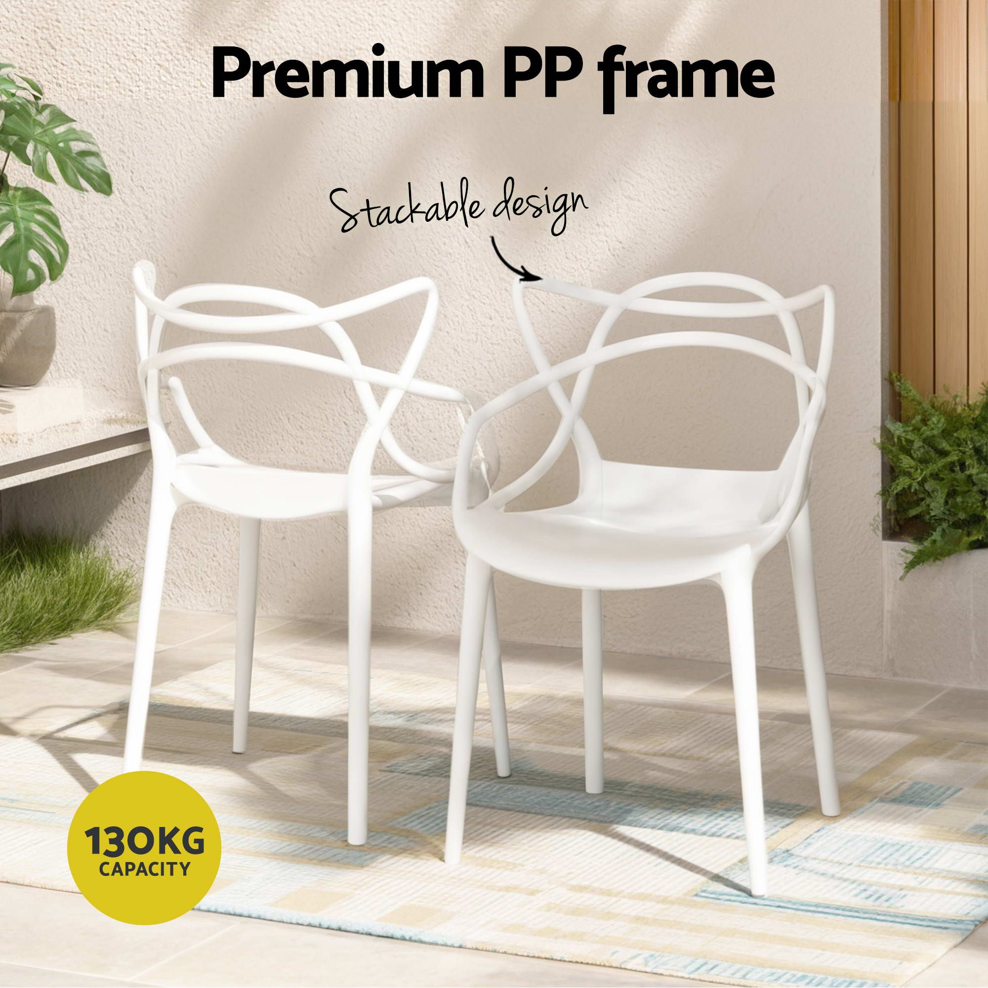 Gardeon 5PCS Outdoor Dining Set Table and Chairs Patio Garden Furniture Entwine FF-DIN-PP601-5SET-WH