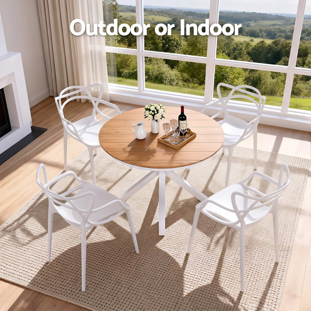Gardeon 5PCS Outdoor Dining Set Table and Chairs Patio Garden Furniture Entwine FF-DIN-PP601-5SET-WH