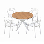 Gardeon 5PCS Outdoor Dining Set Table and Chairs Patio Garden Furniture Entwine FF-DIN-PP601-5SET-WH