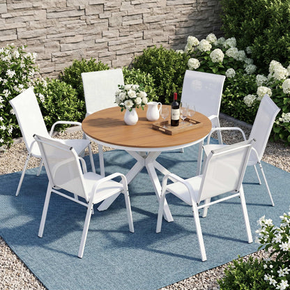 Gardeon 7PCS Outdoor Dining Set Table and Chairs Patio Garden Furniture Steel FF-DIN-STA-7SET-WH
