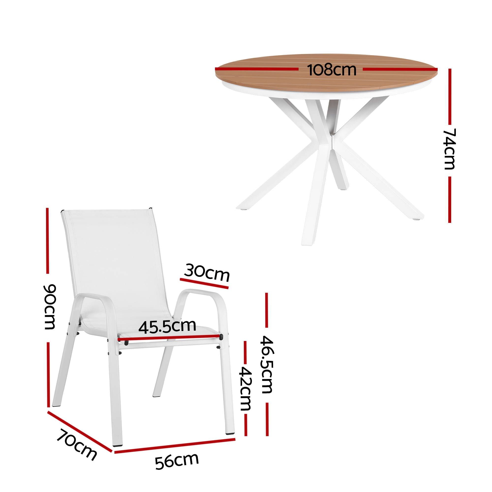 Gardeon 7PCS Outdoor Dining Set Table and Chairs Patio Garden Furniture Steel FF-DIN-STA-7SET-WH