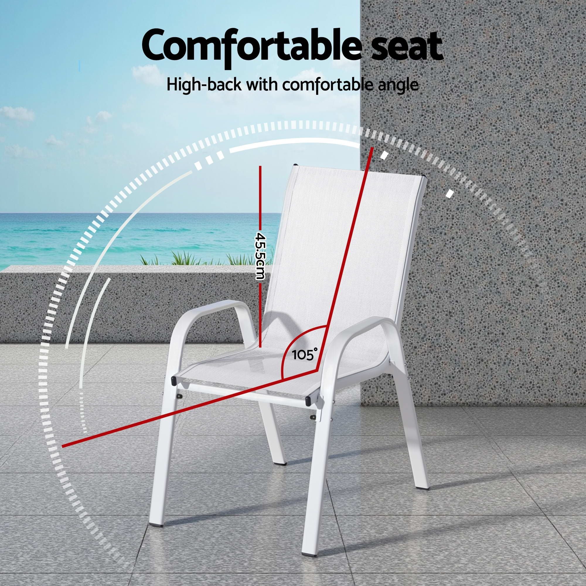 Gardeon 7PCS Outdoor Dining Set Table and Chairs Patio Garden Furniture Steel FF-DIN-STA-7SET-WH