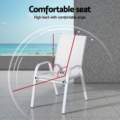 Gardeon 7PCS Outdoor Dining Set Table and Chairs Patio Garden Furniture Steel FF-DIN-STA-7SET-WH