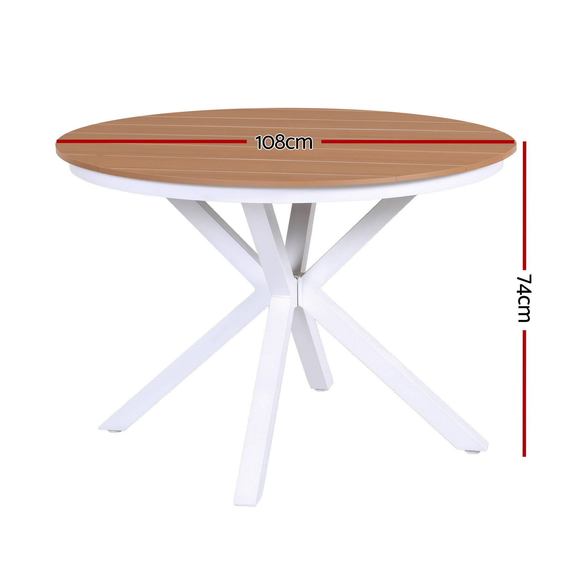 Gardeon Outdoor Dining Table 108CM Aluminum Frame WPC Top Desk Patio Furniture FF-DIN-TB-ALU-WH