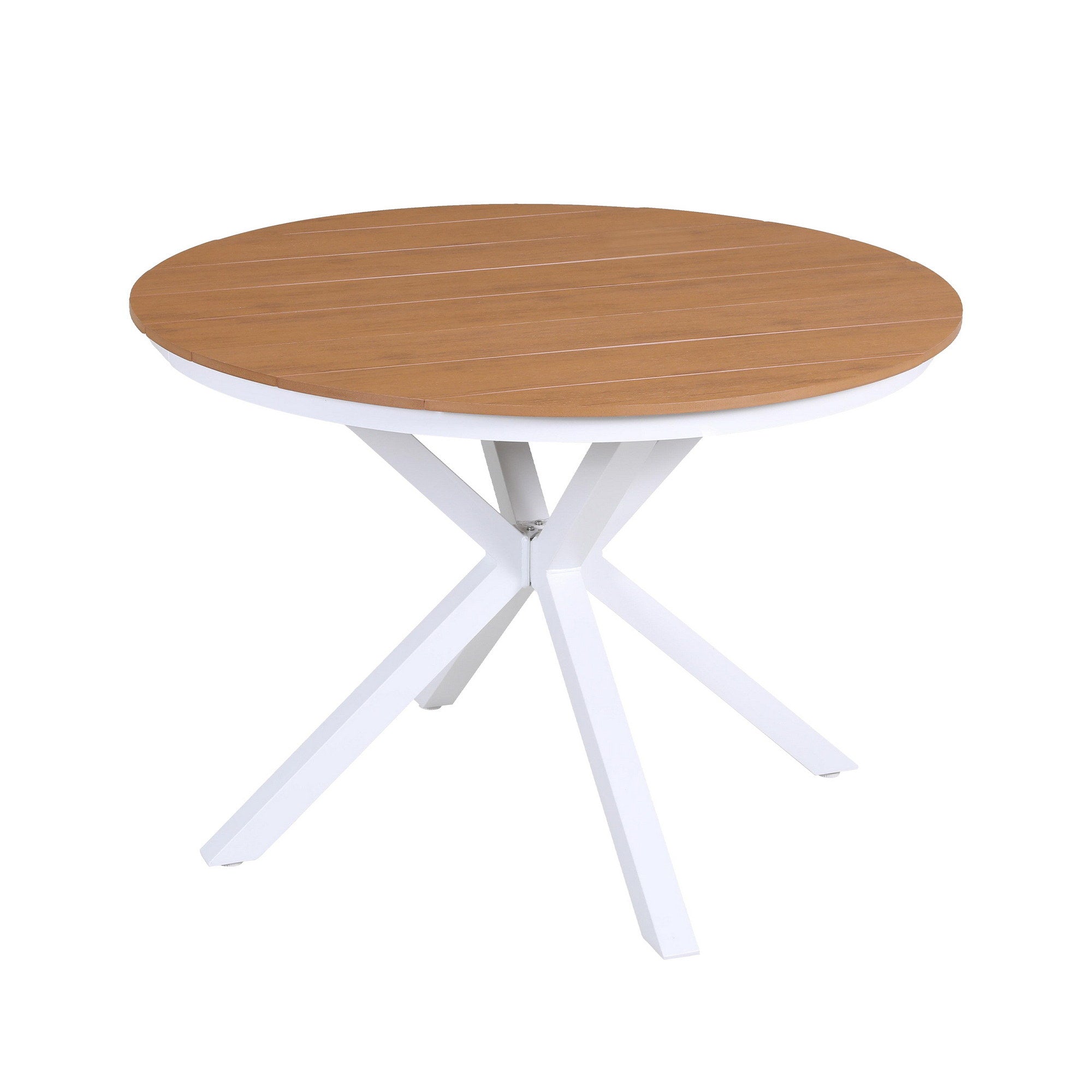 Gardeon Outdoor Dining Table 108CM Aluminum Frame WPC Top Desk Patio Furniture FF-DIN-TB-ALU-WH