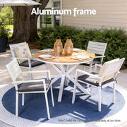 Gardeon Outdoor Dining Table 108CM Aluminum Frame WPC Top Desk Patio Furniture FF-DIN-TB-ALU-WH
