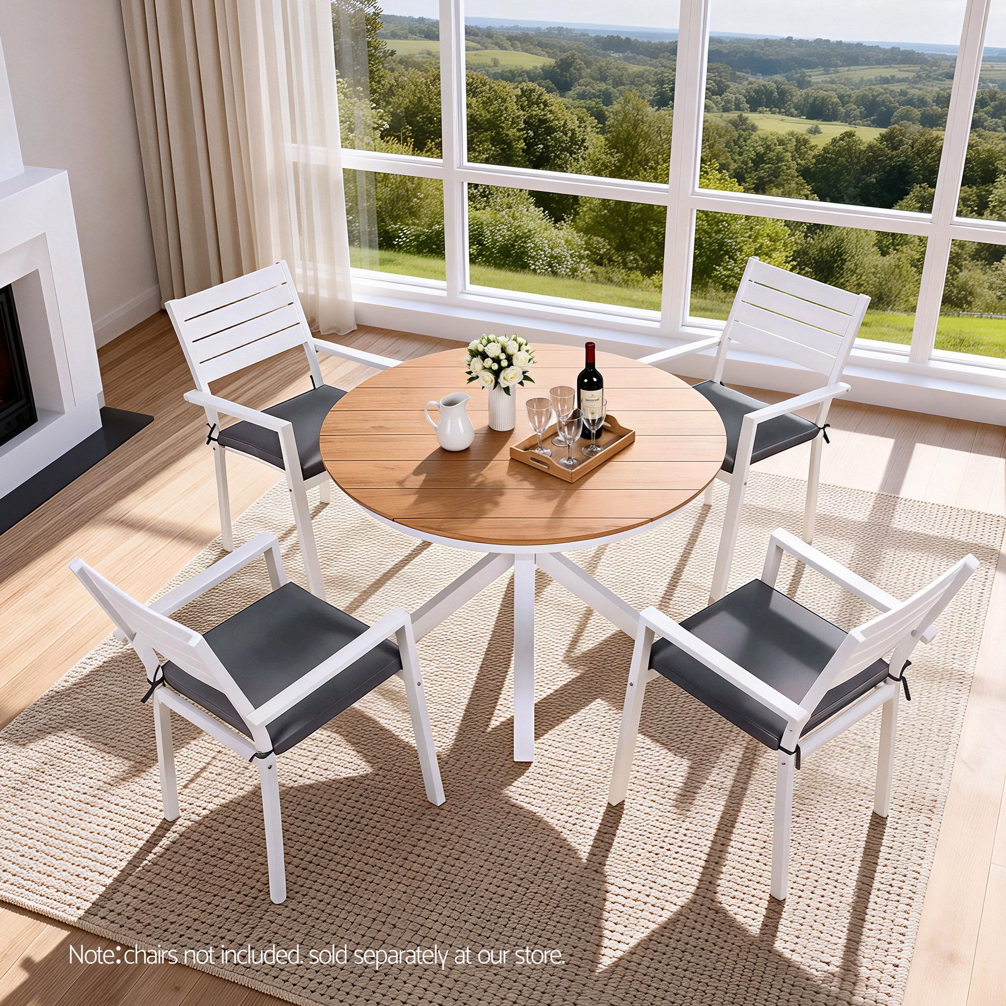 Gardeon Outdoor Dining Table 108CM Aluminum Frame WPC Top Desk Patio Furniture FF-DIN-TB-ALU-WH