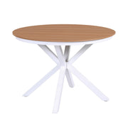 Gardeon Outdoor Dining Table 108CM Aluminum Frame WPC Top Desk Patio Furniture FF-DIN-TB-ALU-WH