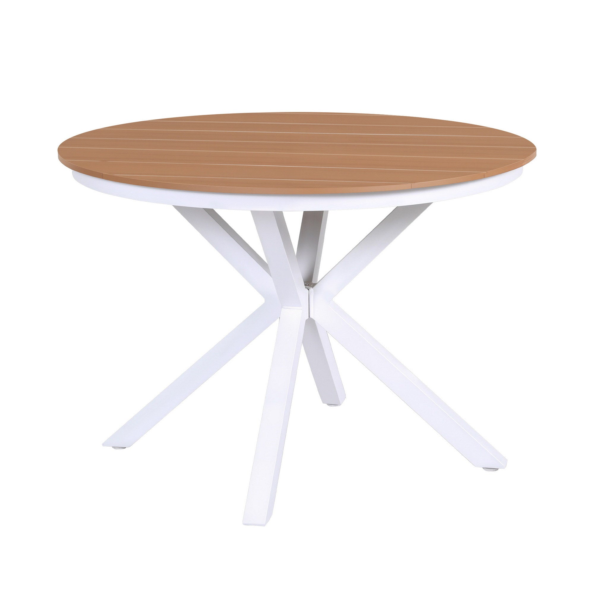 Gardeon Outdoor Dining Table 108CM Aluminum Frame WPC Top Desk Patio Furniture FF-DIN-TB-ALU-WH