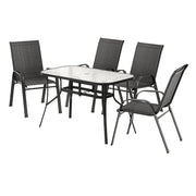 Gardeon 5PC Outdoor Dining Set Table and Chairs Patio Furniture Bistro Set Garden Black FF-DINING-120-5PCS-BK