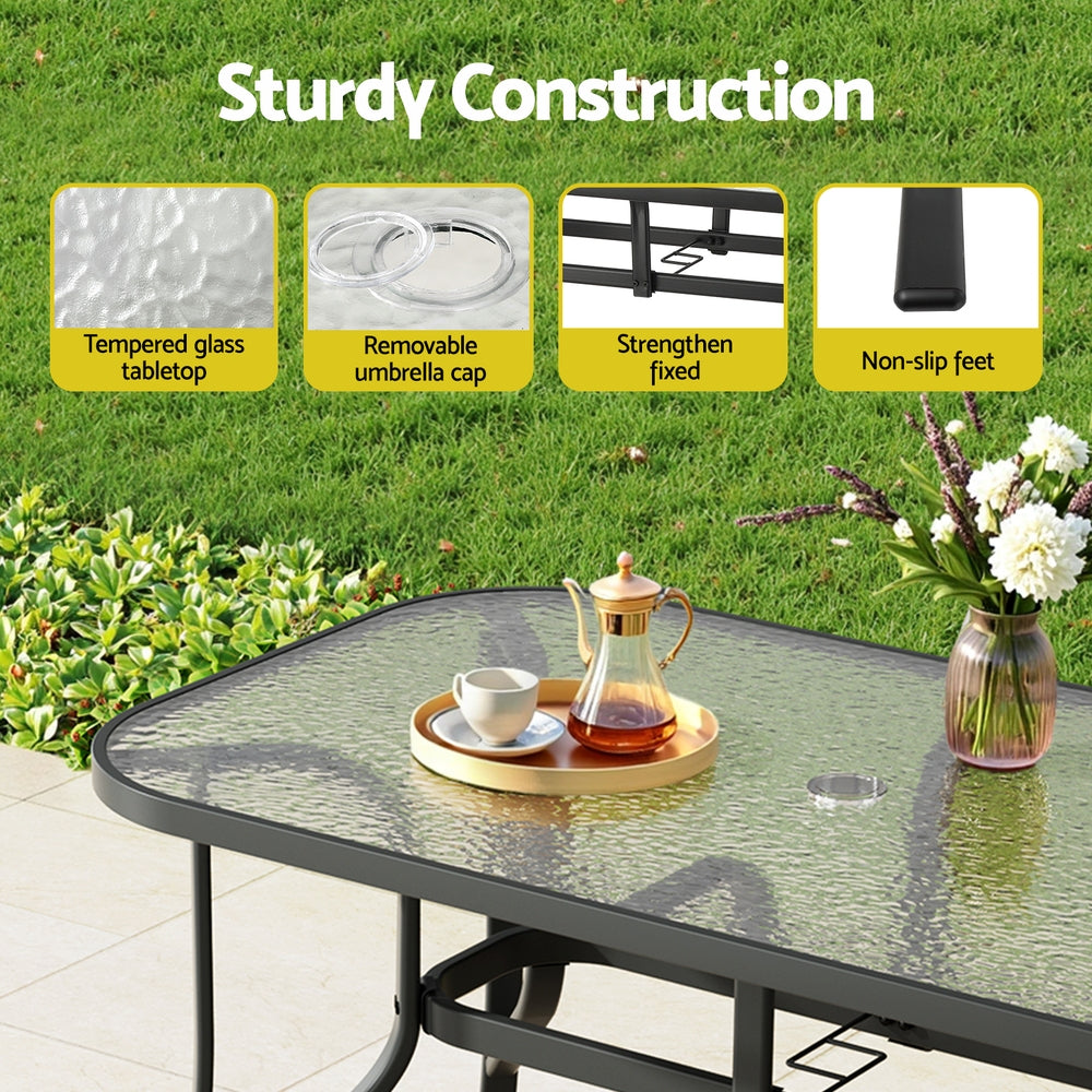 Gardeon 5PC Outdoor Dining Set Table and Chairs Patio Furniture Bistro Set Garden Black FF-DINING-120-5PCS-BK
