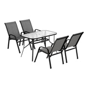 Gardeon 5PC Outdoor Dining Set Table and Chairs Patio Furniture Bistro Set Garden Grey FF-DINING-120-5PCS-GE