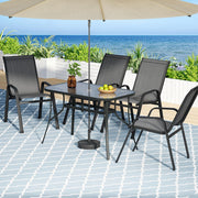 Gardeon 5PC Outdoor Dining Set Table and Chairs Patio Furniture Bistro Set Garden Grey FF-DINING-120-5PCS-GE