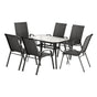 Gardeon 7PC Outdoor Dining Set Table and Chairs Patio Furniture Garden Bistro Set Black FF-DINING-120-7PCS-BK