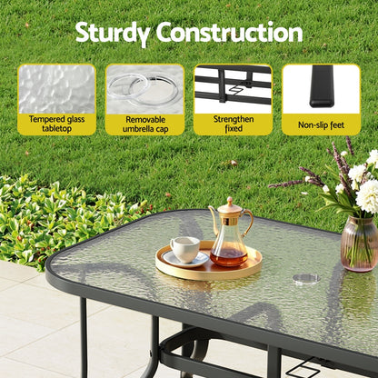 Gardeon 7PC Outdoor Dining Set Table and Chairs Patio Furniture Garden Bistro Set Grey FF-DINING-120-7PCS-GE