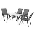 Gardeon 5PC Outdoor Dining Set Table and Chairs Patio Furniture Bistro Set Garden Grey FF-DINING-140-5PCS-GE