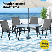 Gardeon 5PC Outdoor Dining Set Table and Chairs Patio Furniture Bistro Set Garden Grey FF-DINING-140-5PCS-GE