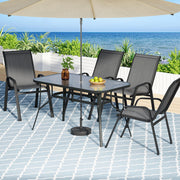 Gardeon 5PC Outdoor Dining Set Table and Chairs Patio Furniture Bistro Set Garden Grey FF-DINING-140-5PCS-GE