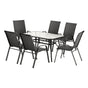 Gardeon 7PC Outdoor Dining Set Table and Chairs Patio Furniture Bistro Set Garden Black FF-DINING-140-7PCS-BK