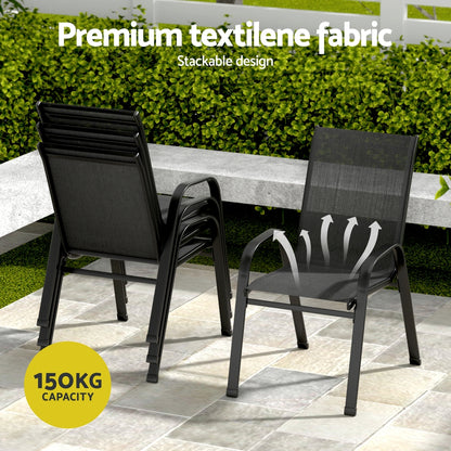 Gardeon 7PC Outdoor Dining Set Table and Chairs Patio Furniture Bistro Set Garden Black FF-DINING-140-7PCS-BK