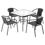 Gardeon Outdoor Dining Set 5 Piece Steel Stackable Chairs Table Patio Furniture FF-DINING-5CLS-SQUARE-AB