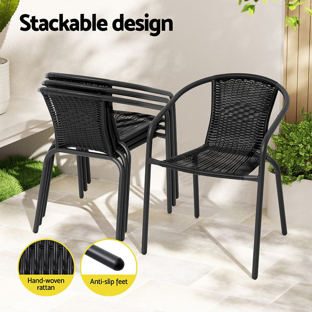 Gardeon Outdoor Dining Set 5 Piece Steel Stackable Chairs Table Patio Furniture FF-DINING-5CLS-SQUARE-AB