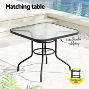 Gardeon Outdoor Dining Set 5 Piece Steel Stackable Chairs Table Patio Furniture FF-DINING-5CLS-SQUARE-AB