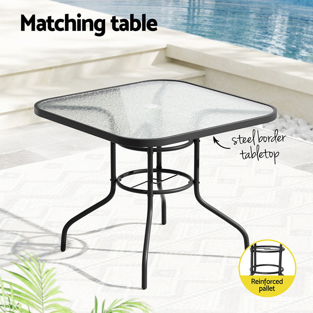 Gardeon Outdoor Dining Set 5 Piece Steel Stackable Chairs Table Patio Furniture FF-DINING-5CLS-SQUARE-AB
