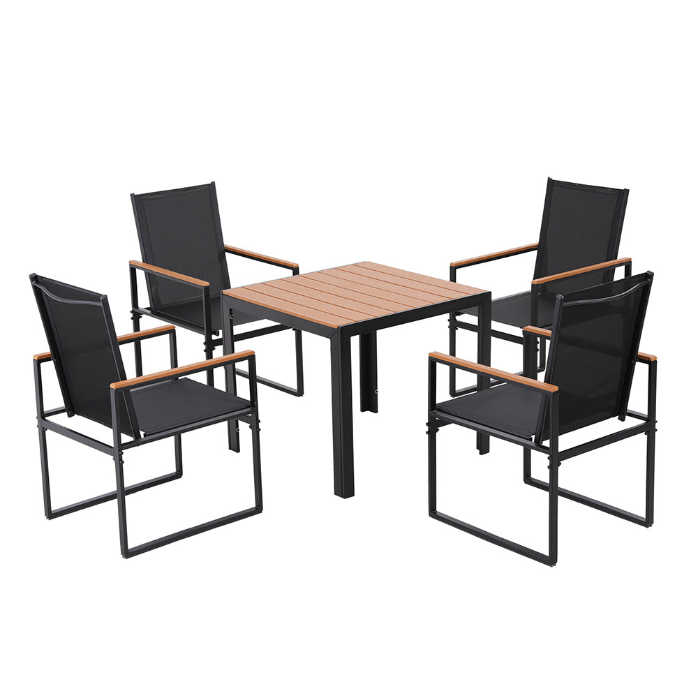 Gardeon 5PCS Outdoor Dining Set Table and Chairs Patio Garden Furniture Bistro Set FF-DINING-5PLW-BK-AB