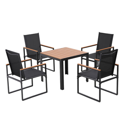 Gardeon 5PCS Outdoor Dining Set Table and Chairs Patio Garden Furniture Bistro Set FF-DINING-5PLW-BK-AB