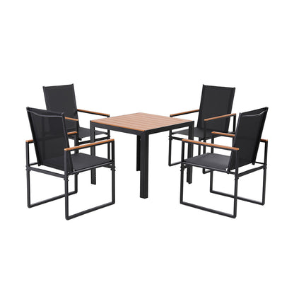 Gardeon 5PCS Outdoor Dining Set Table and Chairs Patio Garden Furniture Bistro Set FF-DINING-5PLW-BK-AB
