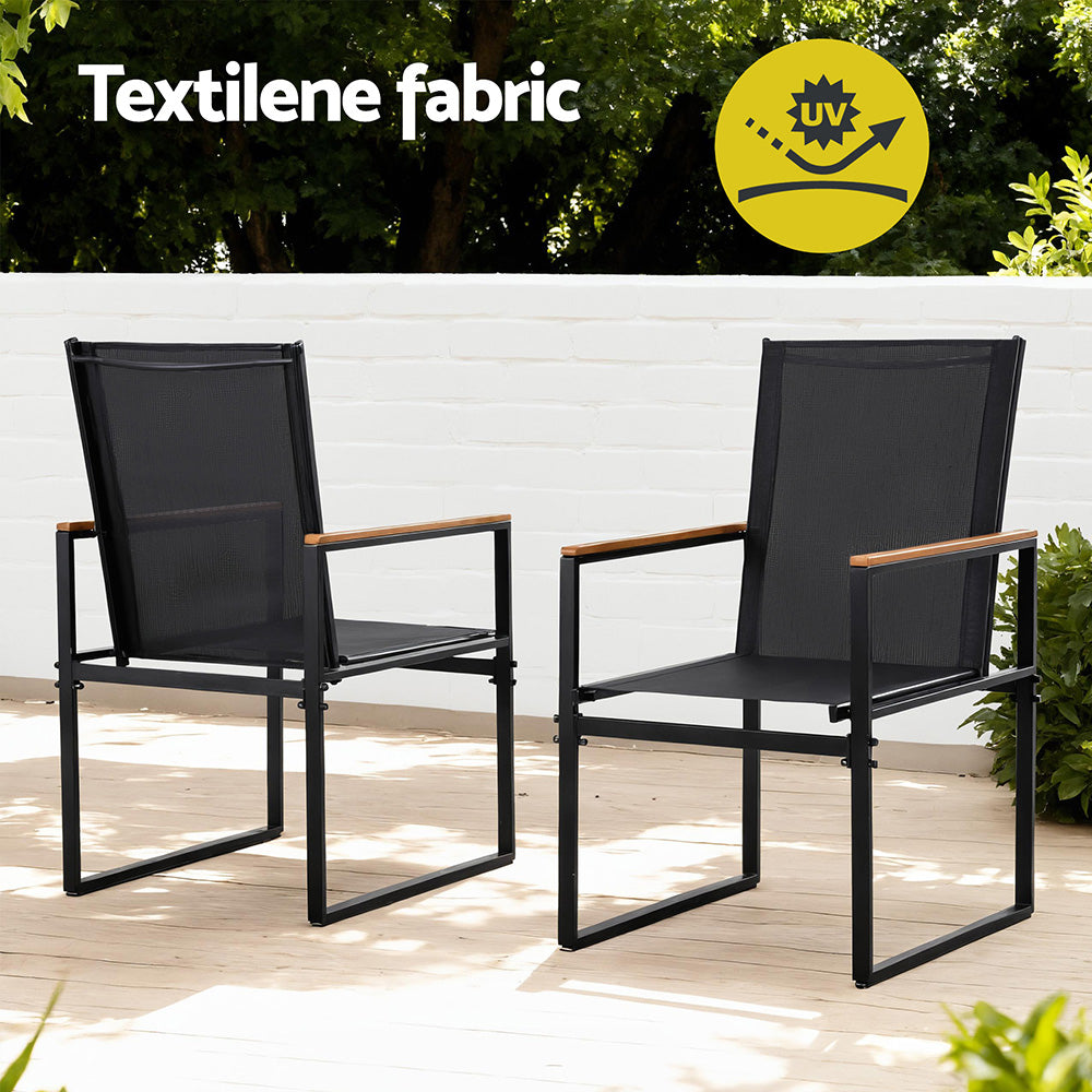 Gardeon 5PCS Outdoor Dining Set Table and Chairs Patio Garden Furniture Bistro Set FF-DINING-5PLW-BK-AB