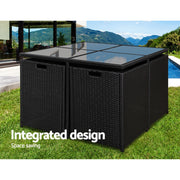 Gardeon Outdoor Dining Set 5 Piece Wicker Table Chairs Setting Black FF-DINING-5SET-BK