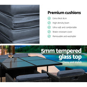 Gardeon Outdoor Dining Set 5 Piece Wicker Table Chairs Setting Black FF-DINING-5SET-BK