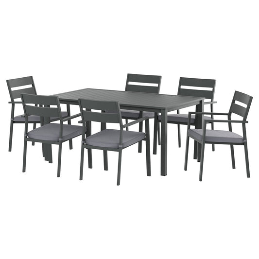 Gardeon Outdoor Dining Set 7 Piece Aluminum Table Chairs Setting Black FF-DINING-7CL-BK-AB