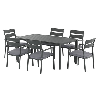 Gardeon Outdoor Dining Set 7 Piece Aluminum Table Chairs Setting Black FF-DINING-7CL-BK-AB