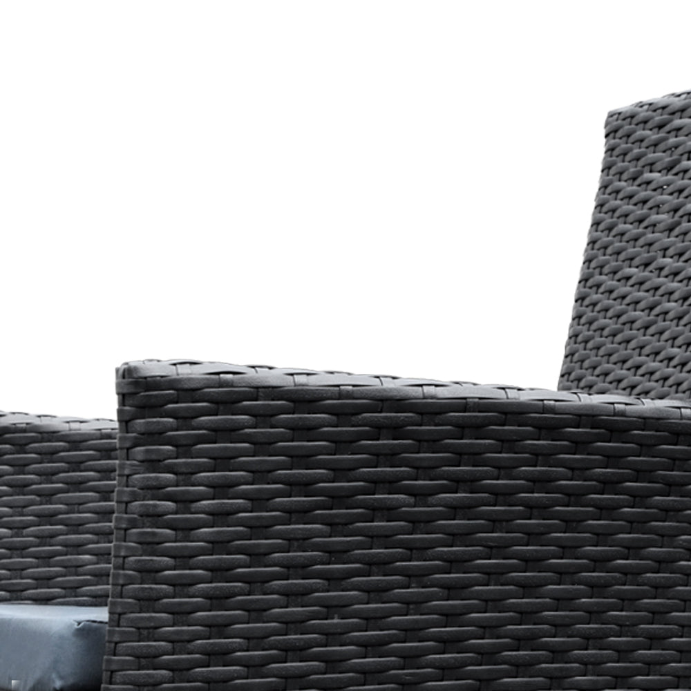 Gardeon Outdoor Dining Set 7 Piece Wicker Lounge Setting Black FF-DINING-7CLS-BK-ABC