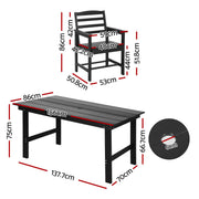 Gardeon 7 Piece Outdoor Dining Set Patio HDPE Table and Chairs Garden Furniture