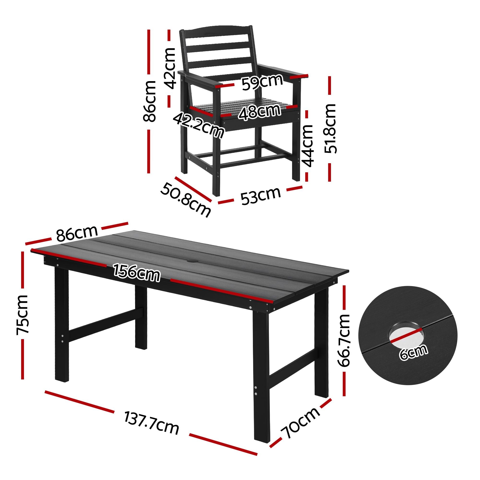 Gardeon 7 Piece Outdoor Dining Set Patio HDPE Table and Chairs Garden Furniture