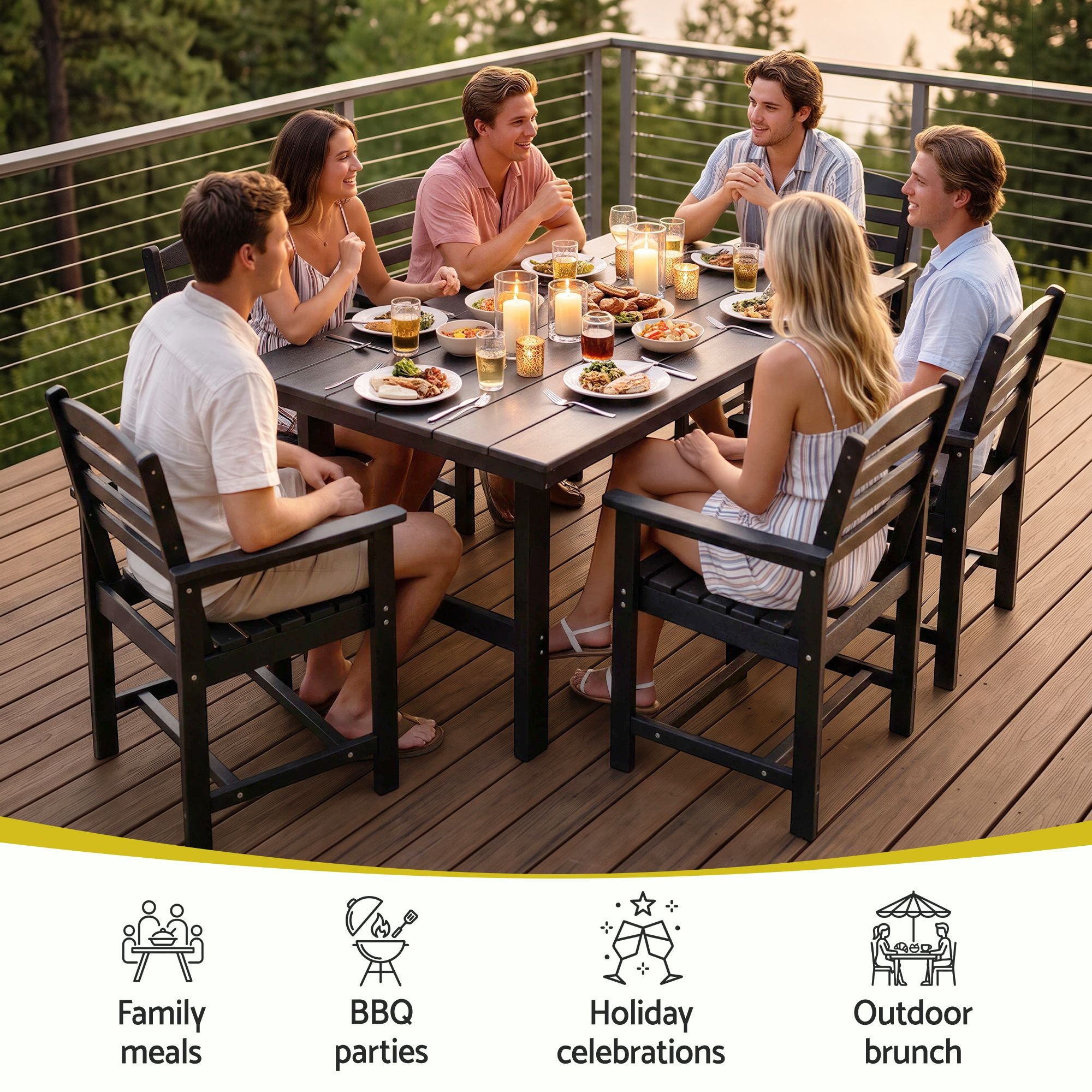 Gardeon 7 Piece Outdoor Dining Set Patio HDPE Table and Chairs Garden Furniture