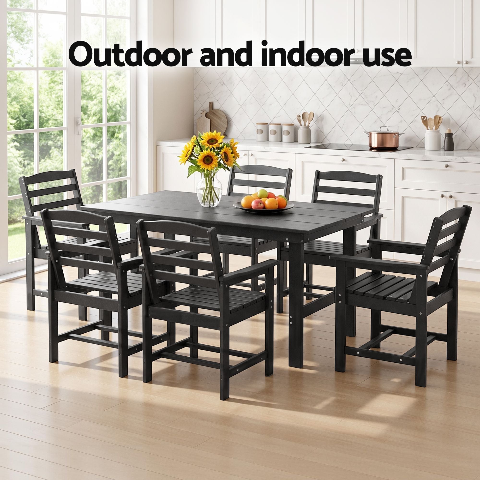 Gardeon 7 Piece Outdoor Dining Set Patio HDPE Table and Chairs Garden Furniture