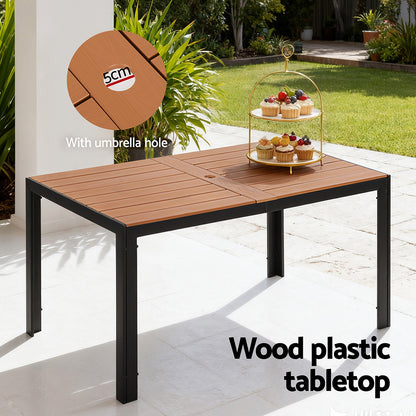 Gardeon 7PCS Outdoor Dining Set Table and Chairs Patio Garden Furniture Bistro Set FF-DINING-7PLW-BK-ABC
