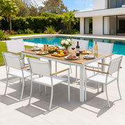 Gardeon 7PCS Outdoor Dining Set Table and Chairs Patio Garden Furniture Bistro Set White