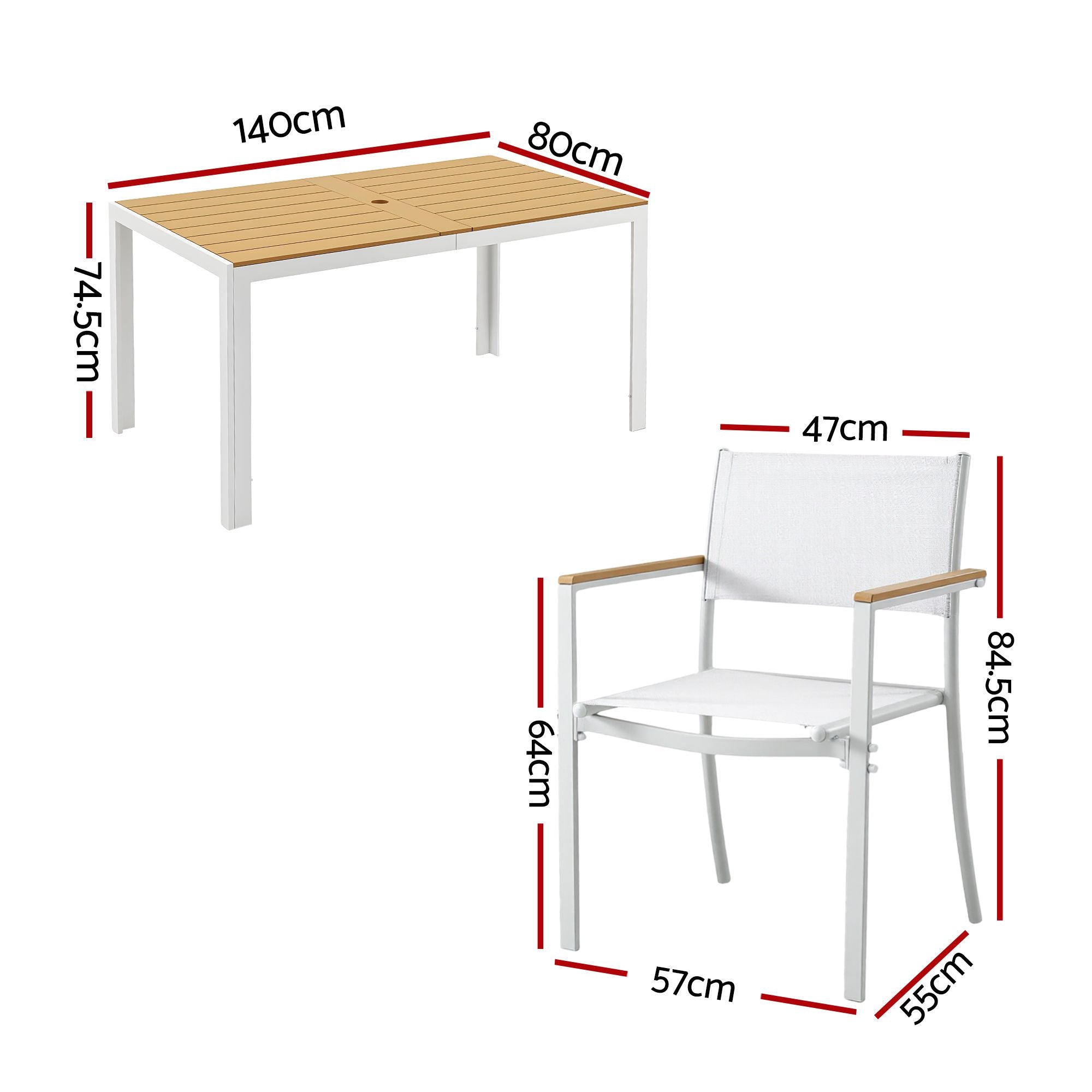 Gardeon 7PCS Outdoor Dining Set Table and Chairs Patio Garden Furniture Bistro Set White