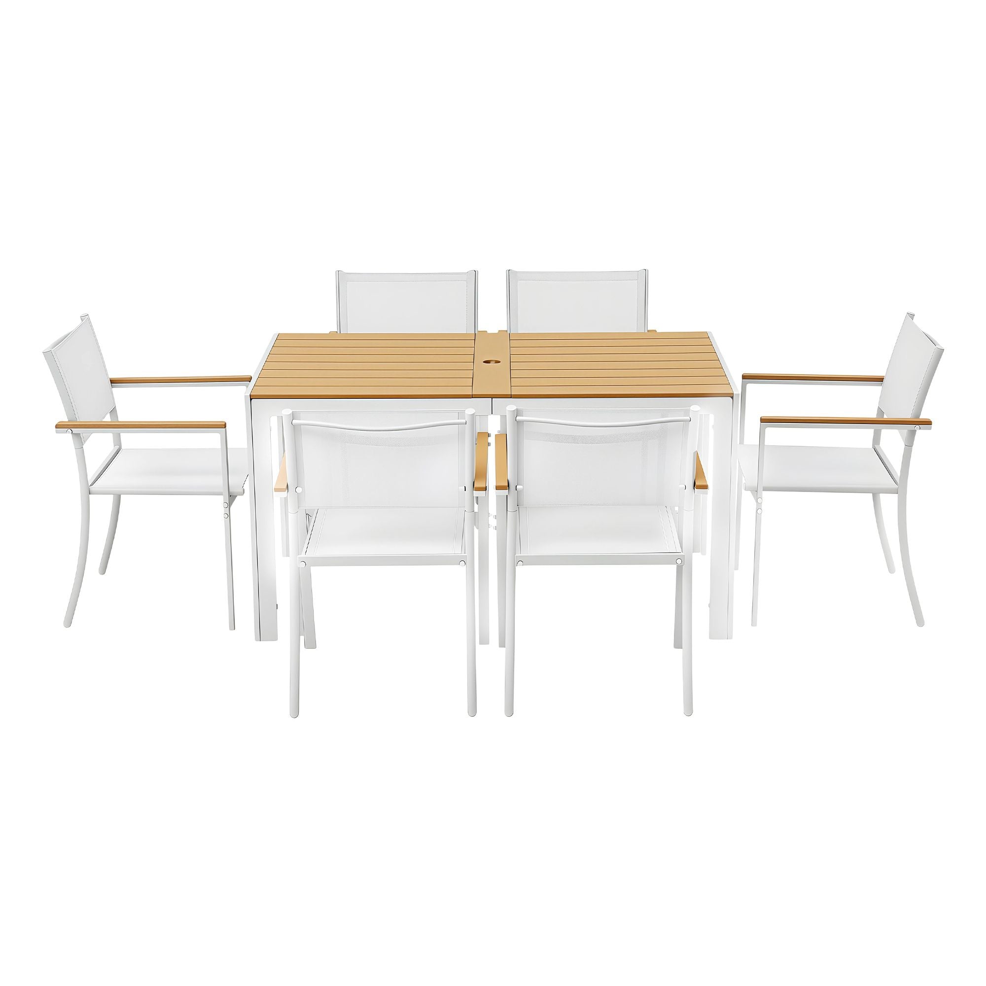 Gardeon 7PCS Outdoor Dining Set Table and Chairs Patio Garden Furniture Bistro Set White
