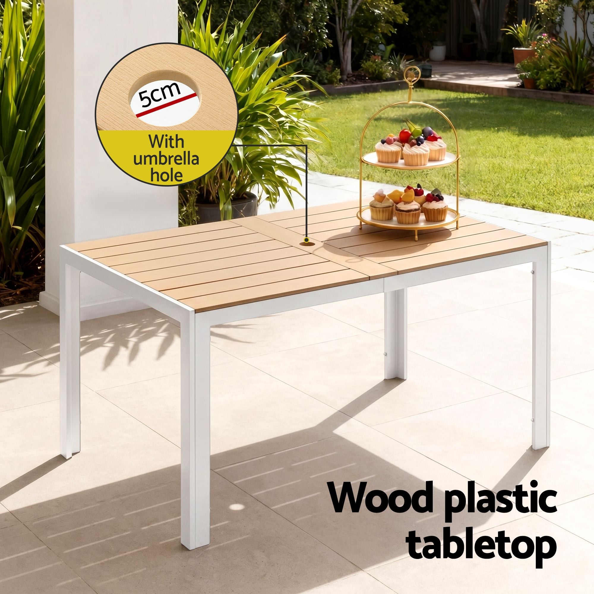 Gardeon 7PCS Outdoor Dining Set Table and Chairs Patio Garden Furniture Bistro Set White